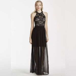 Morgan & Co Black Lace Full sheer Maxi Dress